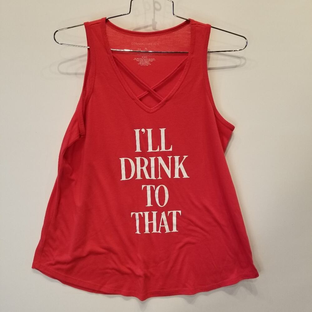 Craysin Threads Graphic Tank I'll Drink to That Happy Hour Girls Night Out Sz XL